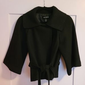 Club Monaco Black Wool Wrap Coat